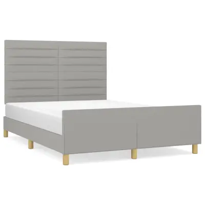 vidaXL Posteljni okvir brez vzmetnice svetlo siv 140x190 cm blago