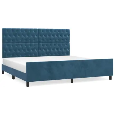 vidaXL Posteljni okvir brez vzmetnice temno moder 200x200 cm žamet