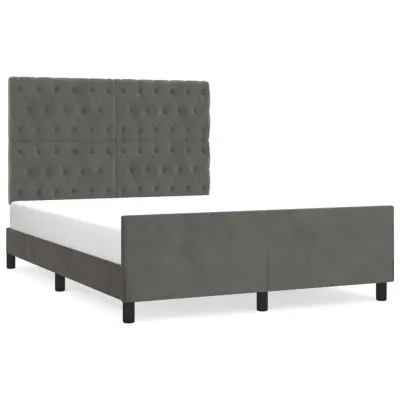 vidaXL Posteljni okvir brez vzmetnice temno siv 140x200 cm žamet