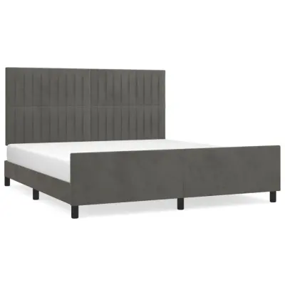 vidaXL Posteljni okvir z vzglavjem temno siv 180x200 cm žamet