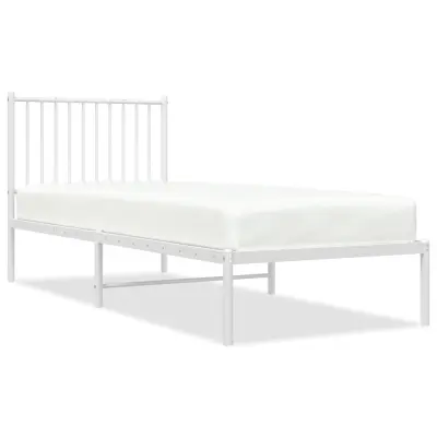 vidaXL Kovinski posteljni okvir z vzglavjem bel 80x200 cm