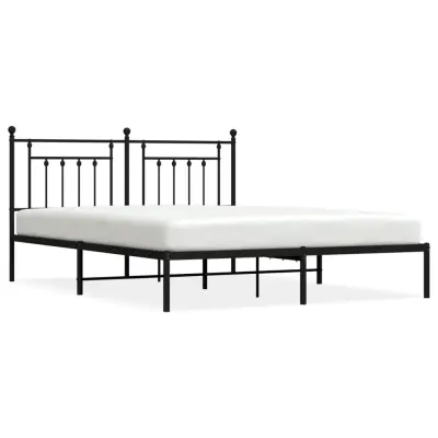 vidaXL Kovinski posteljni okvir z vzglavjem črn 160x200 cm