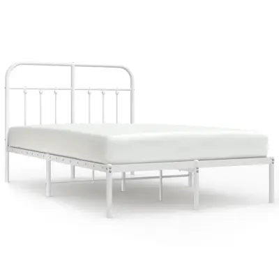 vidaXL Kovinski posteljni okvir z vzglavjem bel 120x200 cm
