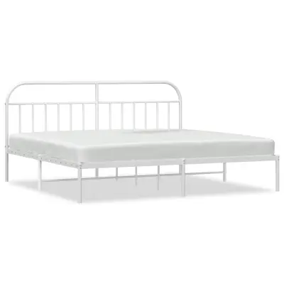 vidaXL Kovinski posteljni okvir z vzglavjem bel 200x200 cm