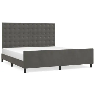 vidaXL Posteljni okvir brez vzmetnice temno siv 160x200 cm žamet