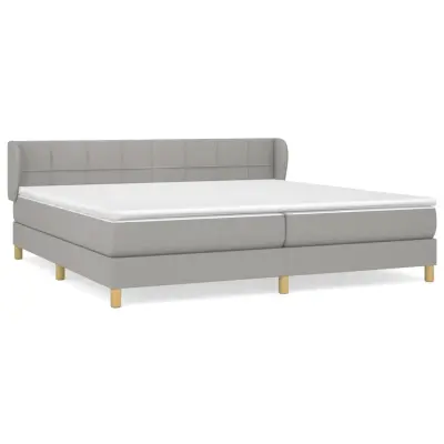 vidaXL Box spring postelja z vzmetnico svetlo siva 200x200 cm blago