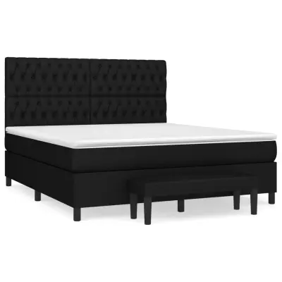 vidaXL Box spring postelja z vzmetnico črna 180x200 cm blago