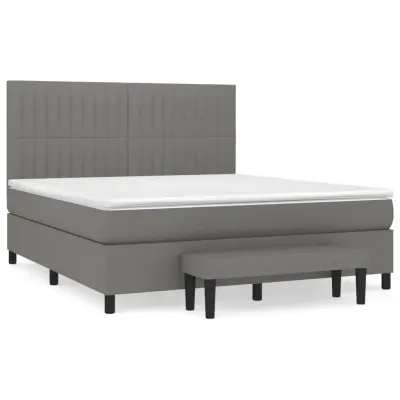 vidaXL Box spring postelja z vzmetnico temno siva 180x200 cm blago