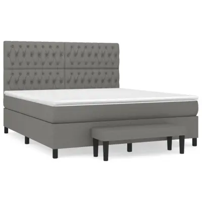 vidaXL Box spring postelja z vzmetnico temno siva 180x200 cm blago