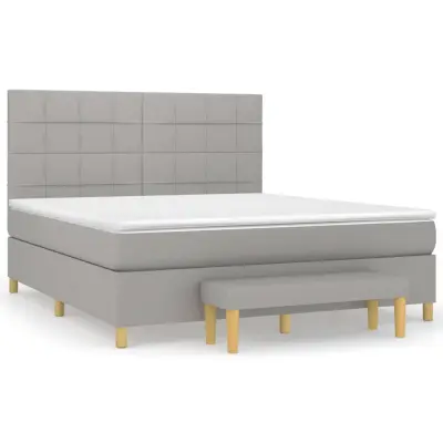 vidaXL Box spring postelja z vzmetnico svetlo siva 180x200 cm blago