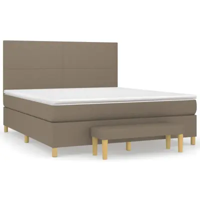 vidaXL Box spring postelja z vzmetnico taupe 180x200 cm blago