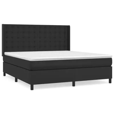 vidaXL Box spring postelja z vzmetnico črn 180x200 cm umetno usnje