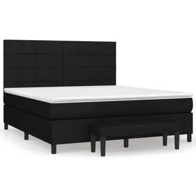 vidaXL Box spring postelja z vzmetnico črna 180x200 cm blago