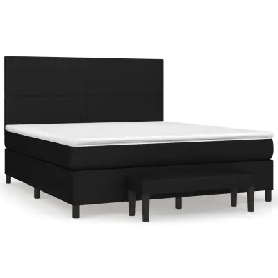 vidaXL Box spring postelja z vzmetnico črna 180x200 cm blago