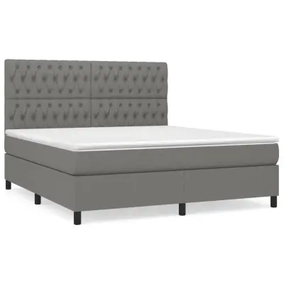 vidaXL Box spring postelja z vzmetnico temno siva 180x200 cm blago