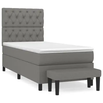 vidaXL Box spring postelja z vzmetnico temno siva 80x200 cm blago