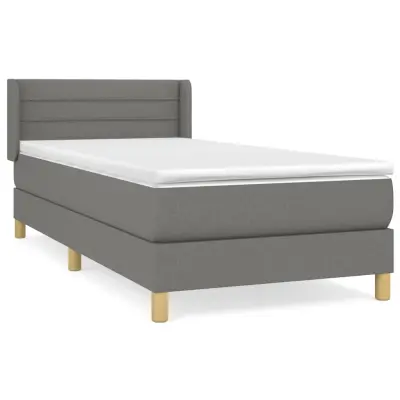 vidaXL Box spring postelja z vzmetnico temno siva 90x190 cm blago