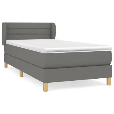 vidaXL Box spring postelja z vzmetnico temno siva 90x190 cm blago