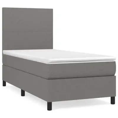 vidaXL Box spring postelja z vzmetnico temno siva 80x200 cm blago