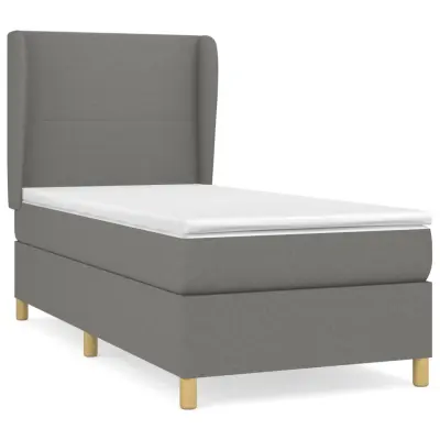 vidaXL Box spring postelja z vzmetnico temno siva 90x190 cm blago