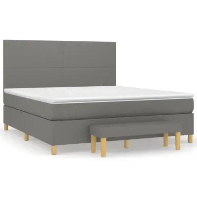 vidaXL Box spring postelja z vzmetnico temno siva 160x200 cm blago