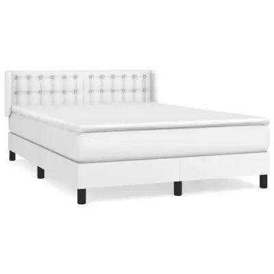 vidaXL Box spring postelja z vzmetnico bel 140x200 cm umetno usnje
