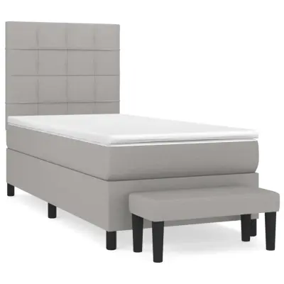 vidaXL Box spring postelja z vzmetnico svetlo siva 90x190 cm blago