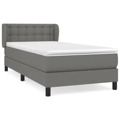 vidaXL Box spring postelja z vzmetnico temno siva 90x200 cm blago