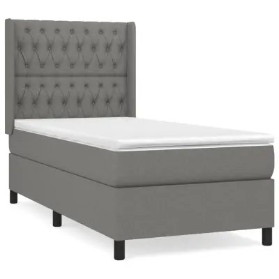 vidaXL Box spring postelja z vzmetnico temno siva 90x190 cm blago