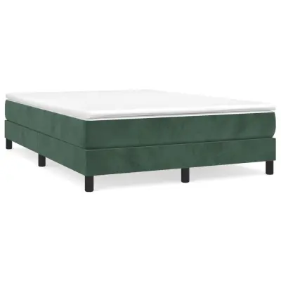 vidaXL Box spring postelja z vzmetnico temno zelen 140x190 cm žamet