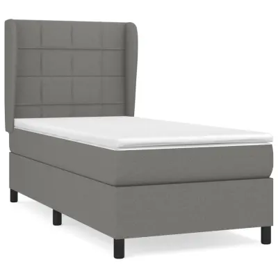 vidaXL Box spring postelja z vzmetnico temno siva 80x200 cm blago