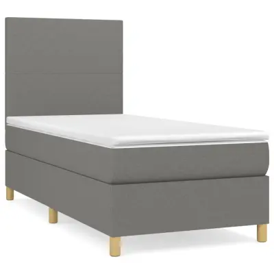 vidaXL Box spring postelja z vzmetnico temno siva 90x190 cm blago
