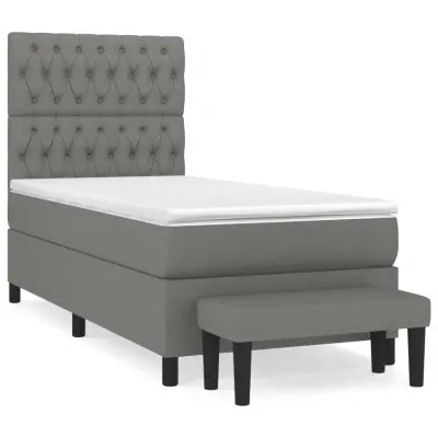 vidaXL Box spring postelja z vzmetnico temno siva 90x200 cm blago
