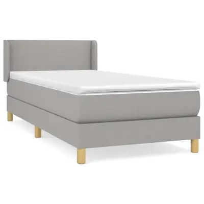 vidaXL Box spring postelja z vzmetnico svetlo siva 80x200 cm blago