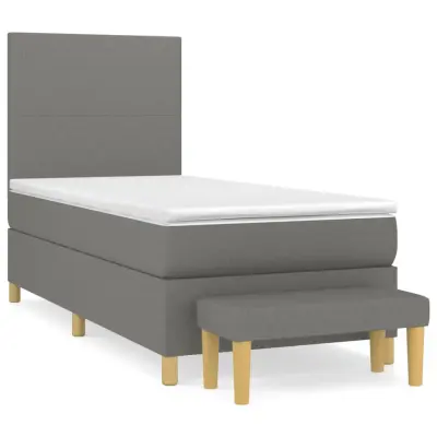 vidaXL Box spring postelja z vzmetnico temno siva 90x190 cm blago