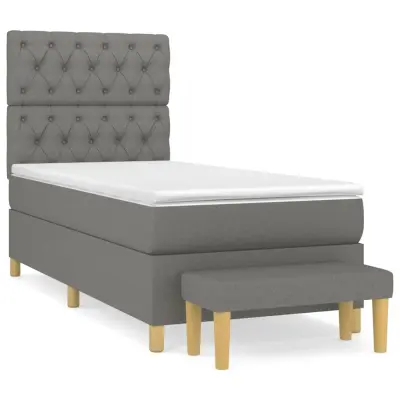vidaXL Box spring postelja z vzmetnico temno siva 80x200 cm blago
