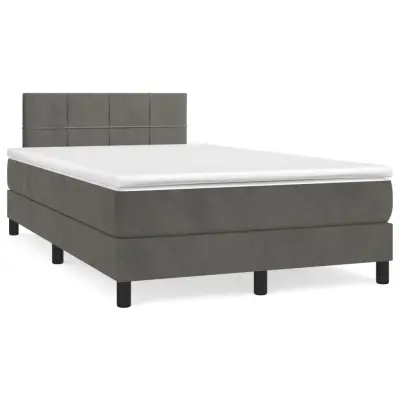 vidaXL Box spring postelja z vzmetnico temno siva 120x200 cm žamet
