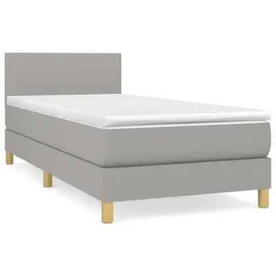vidaXL Box spring postelja z vzmetnico svetlo siva 80x200 cm blago