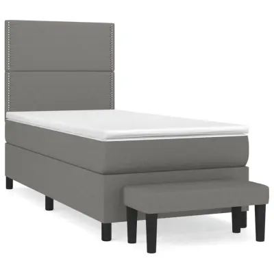 vidaXL Box spring postelja z vzmetnico temno siva 100x200 cm blago