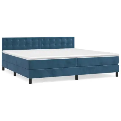 vidaXL Box spring postelja z vzmetnico temno modra 200x200 cm žamet