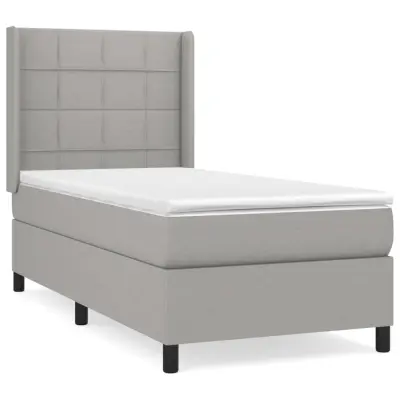 vidaXL Box spring postelja z vzmetnico svetlo siva 90x190 cm blago