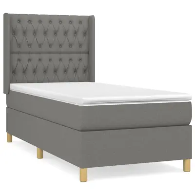 vidaXL Box spring postelja z vzmetnico temno siva 90x190 cm blago