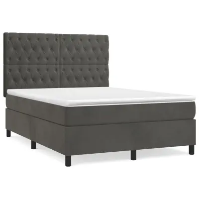vidaXL Box spring posteljni z vzmetnico temno siv 140x190 cm žamet