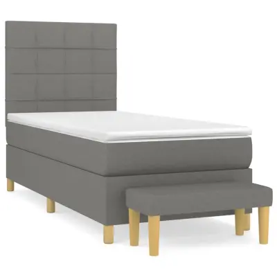 vidaXL Box spring postelja z vzmetnico temno siva 90x190 cm blago