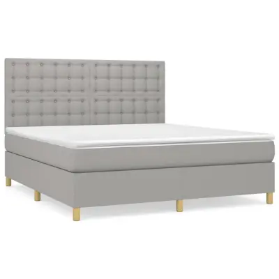 vidaXL Box spring postelja z vzmetnico svetlo siva 180x200 cm blago