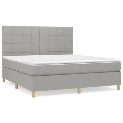 vidaXL Box spring postelja z vzmetnico svetlo siva 180x200 cm blago