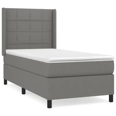 vidaXL Box spring postelja z vzmetnico temno siva 90x200 cm blago