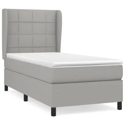 vidaXL Box spring postelja z vzmetnico svetlo siva 80x200 cm blago
