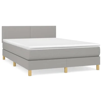 vidaXL Box spring posteljni z vzmetnico svetlo siv 140x190 cm blago