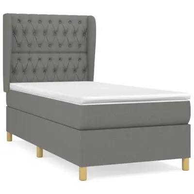 vidaXL Box spring postelja z vzmetnico temno siva 90x200 cm blago